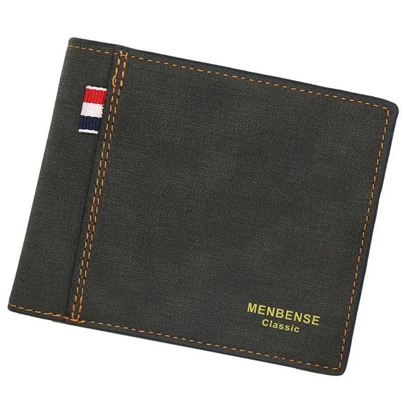 New Fashion Men Wallet Cool  Bag Solid Color Leather Business Short Wallet Famous Vintage Wallets Multi-Card Soft Purse Bag Men Wallets with 6 Card Pockets and Card Slot