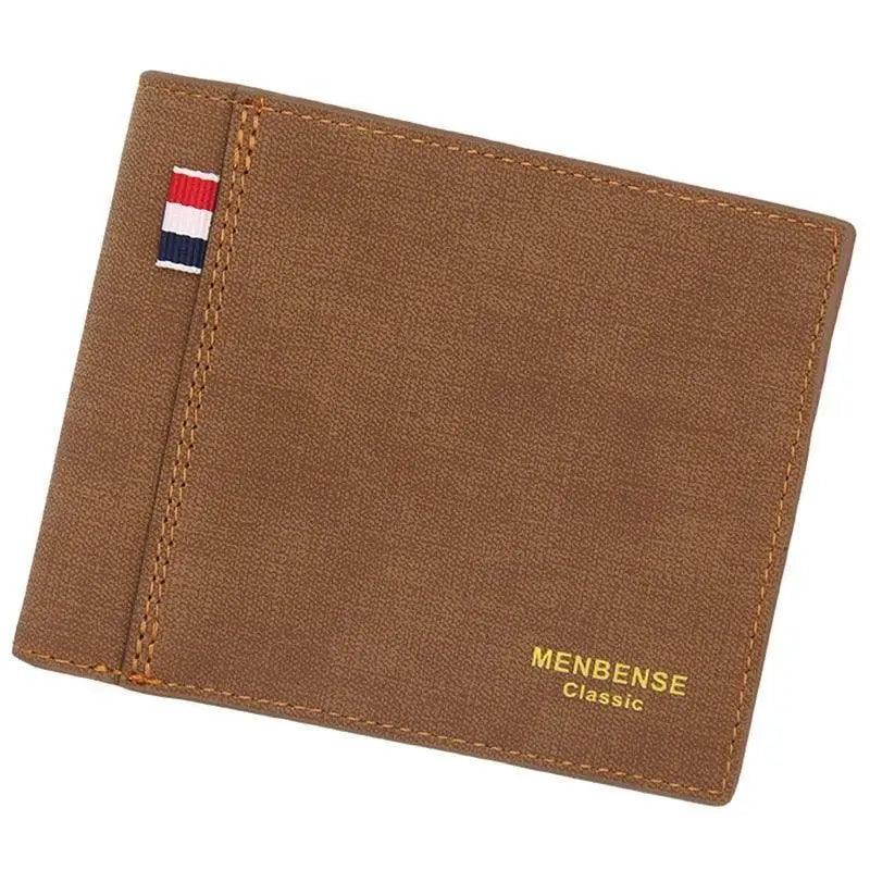 New Fashion Men Wallet Cool  Bag Solid Color Leather Business Short Wallet Famous Vintage Wallets Multi-Card Soft Purse Bag Men Wallets with 6 Card Pockets and Card Slot