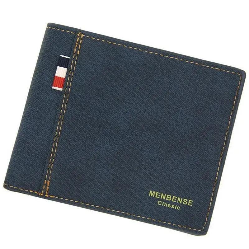 New Fashion Men Wallet Cool  Bag Solid Color Leather Business Short Wallet Famous Vintage Wallets Multi-Card Soft Purse Bag Men Wallets with 6 Card Pockets and Card Slot