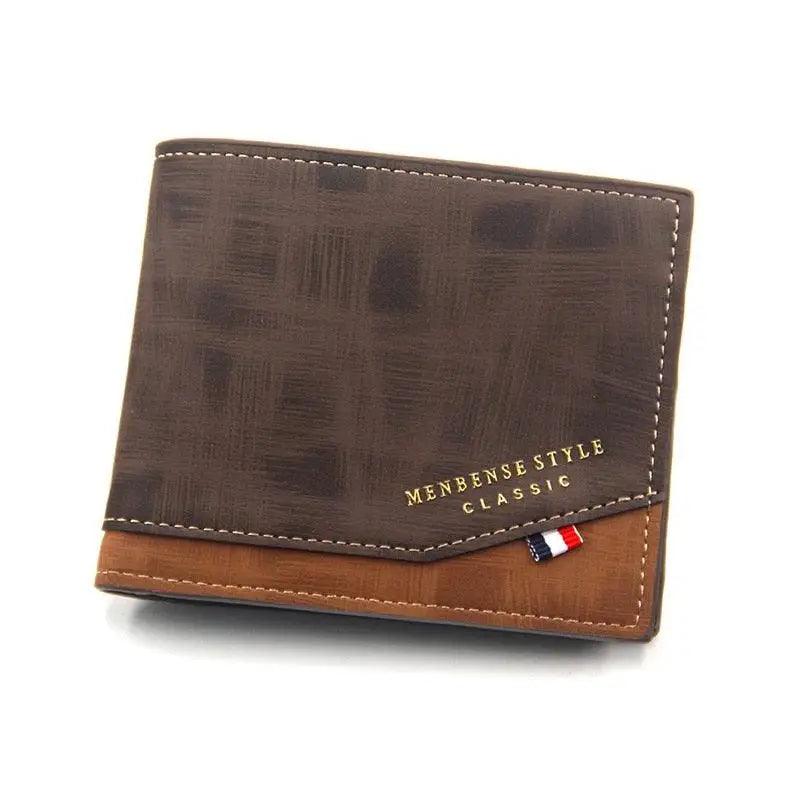 New Fashion Men Wallet Cool  Bag Solid Color Leather Business Short Wallet Famous Vintage Wallets Multi-Card Soft Purse Bag Men Wallets with 6 Card Pockets and Card Slot