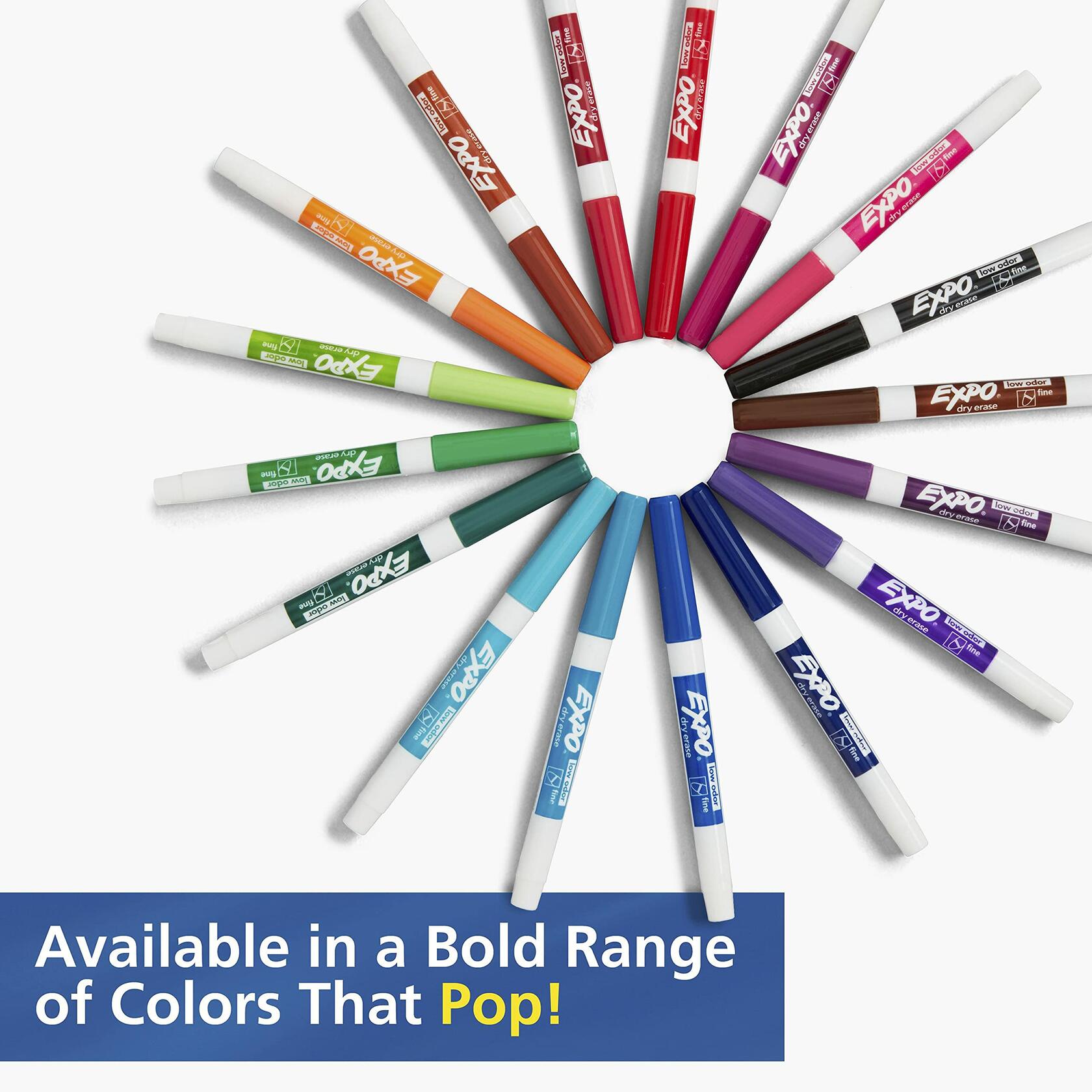 EXPO 86074 Low-Odor Dry Erase Markers Fine Point Assorted Colors 4-Count