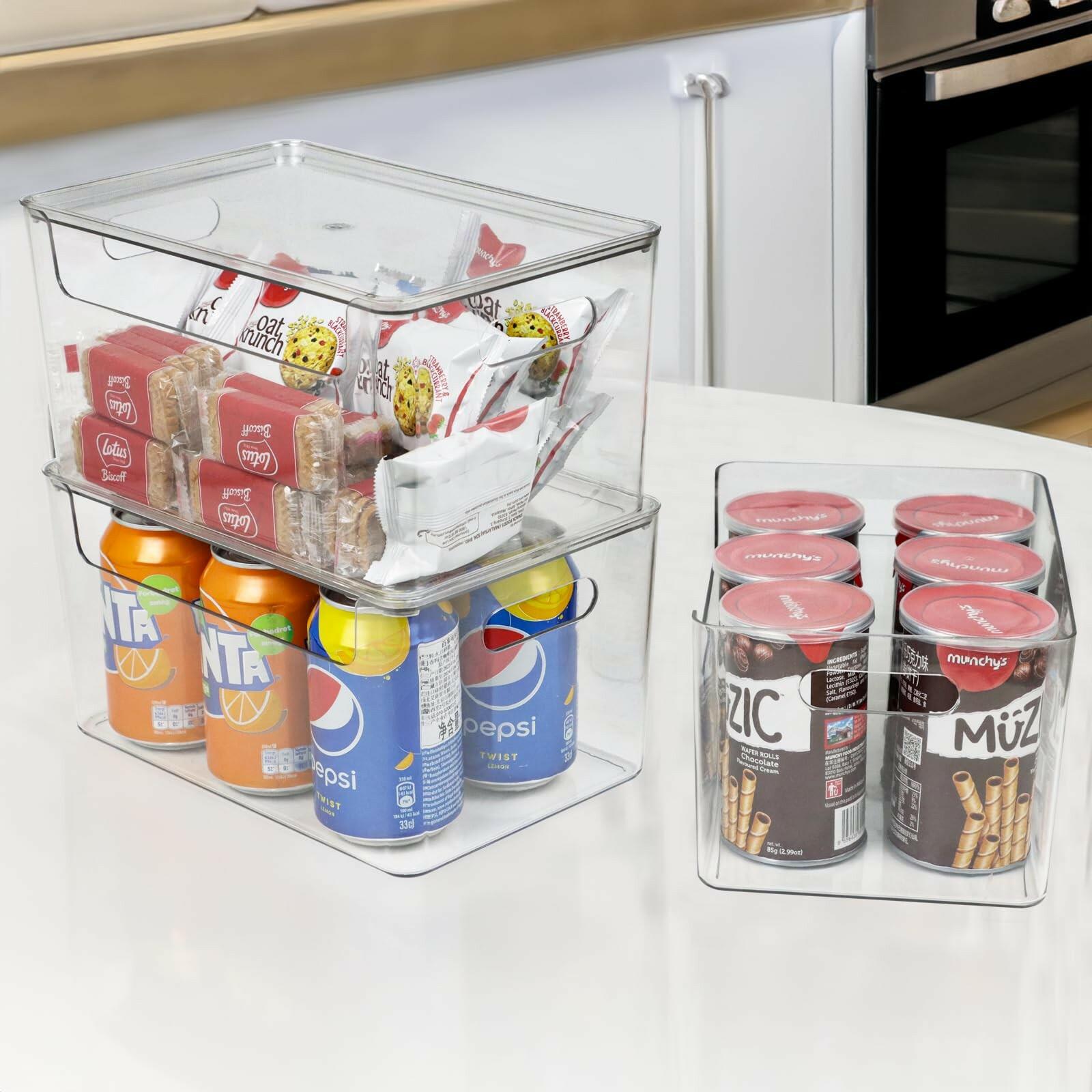 ZEXALOR Clear Plastic Storage Bin with Lid Stackable 2pc 10x6.7x5.3"