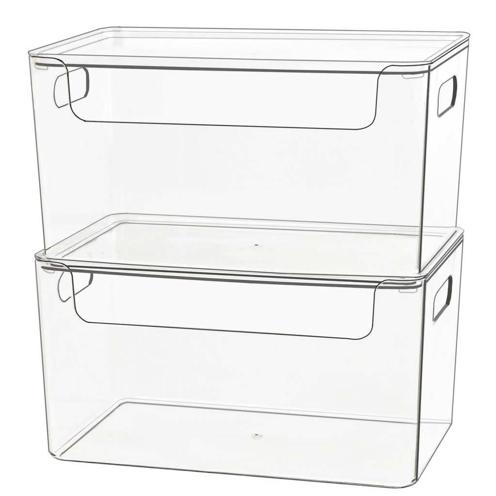 ZEXALOR Clear Plastic Storage Bin with Lid Stackable 2pc 10x6.7x5.3"