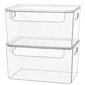 ZEXALOR Clear Plastic Storage Bin with Lid Stackable 2pc 10x6.7x5.3"
