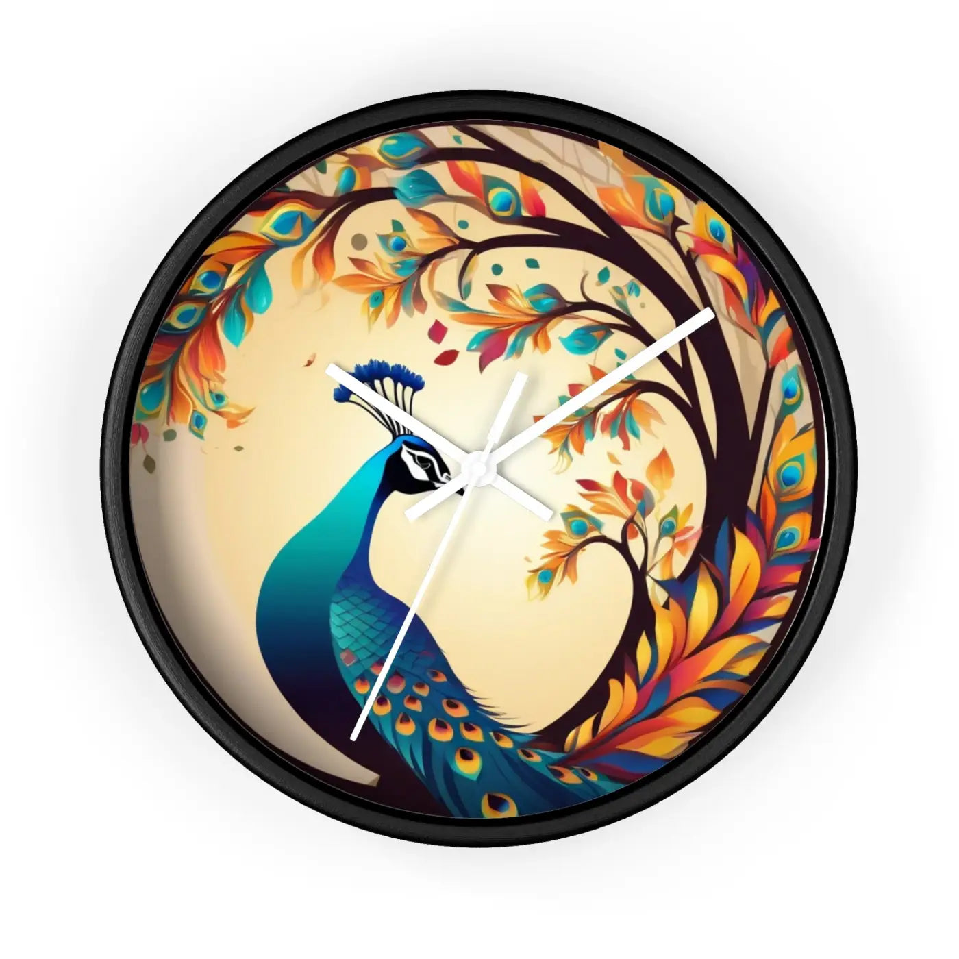 Peacock Wall Clock – Silent Wood Statement Piece - Dipaliz
