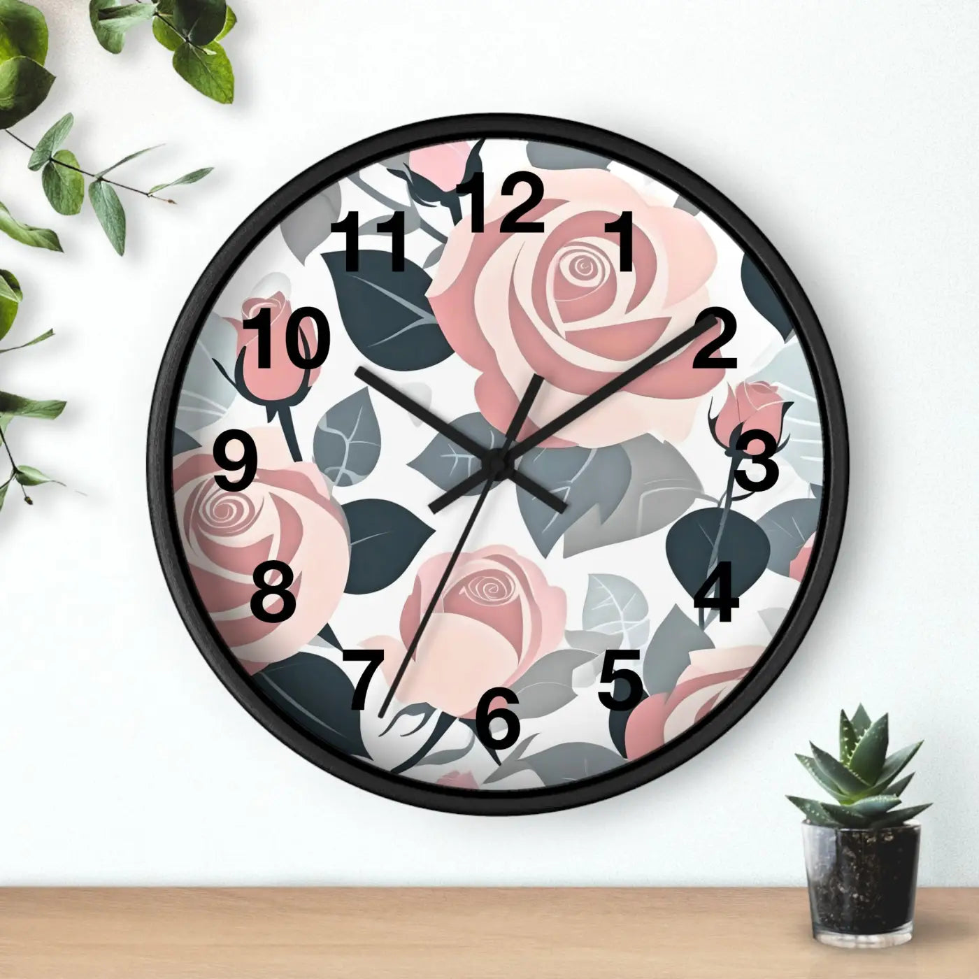Pink Roses Wall Clock – Premium Materials - Dipaliz