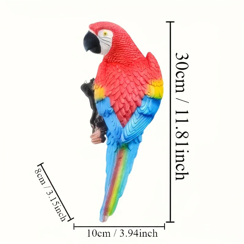 Realistic Blue Hanging Parrot Statue Garden Decor