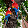 Realistic Blue Hanging Parrot Statue Garden Decor