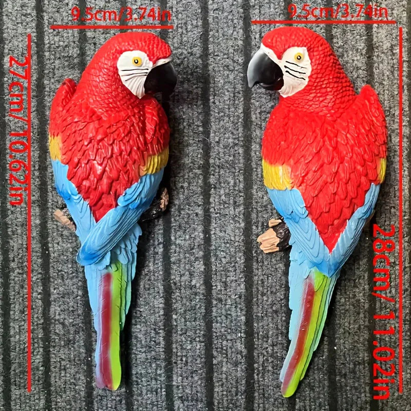 Realistic Blue Hanging Parrot Statue Garden Decor
