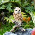 Realistic White Owl Garden Statue Perched on Branch