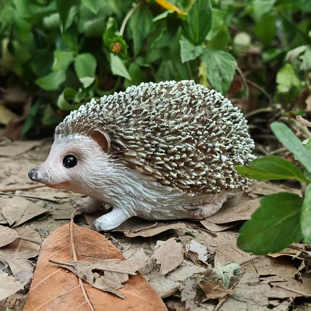 Resin Hedgehog Garden Statue with Realistic Fur Texture
