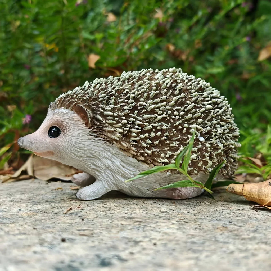 Resin Hedgehog Garden Statue with Realistic Fur Texture