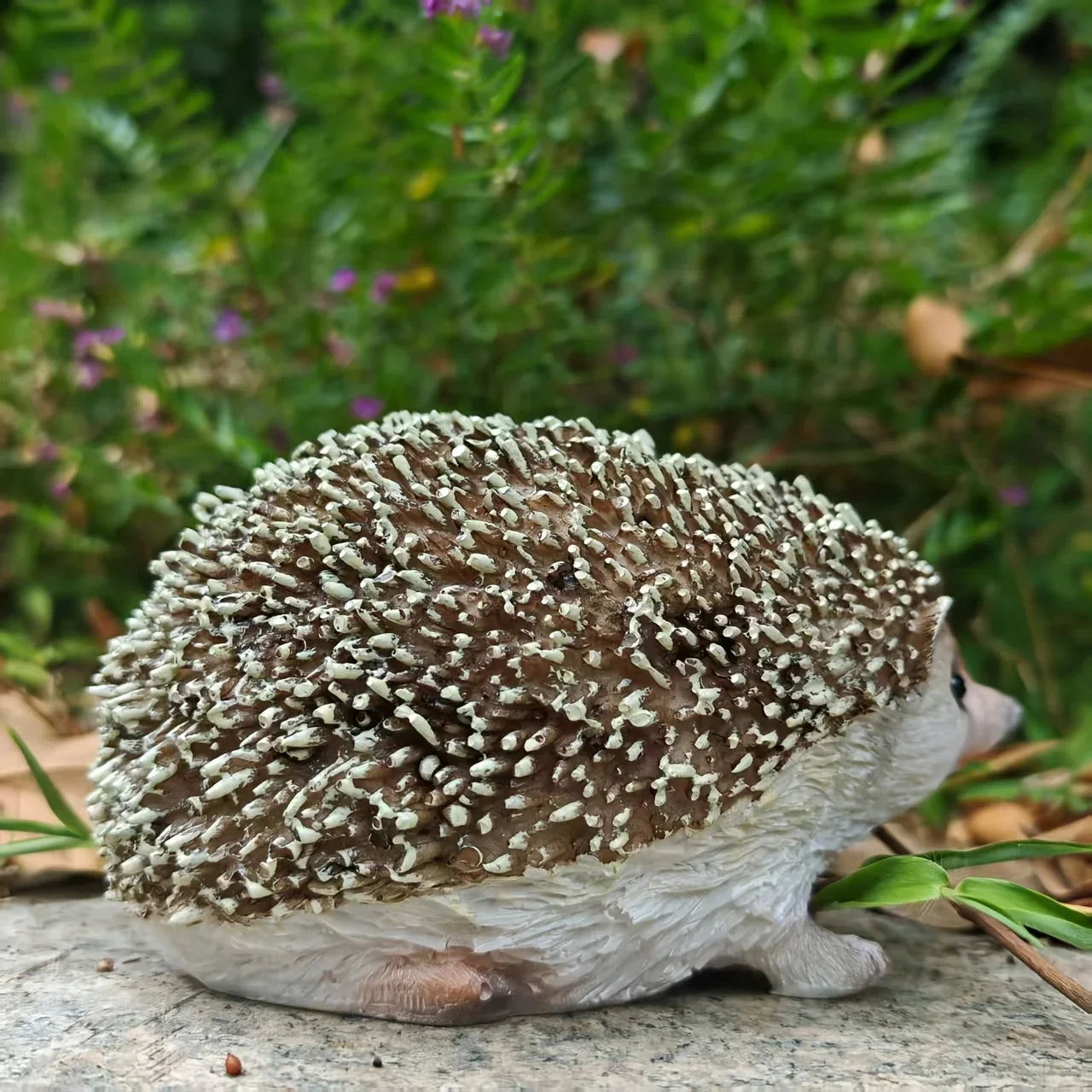 Resin Hedgehog Garden Statue with Realistic Fur Texture
