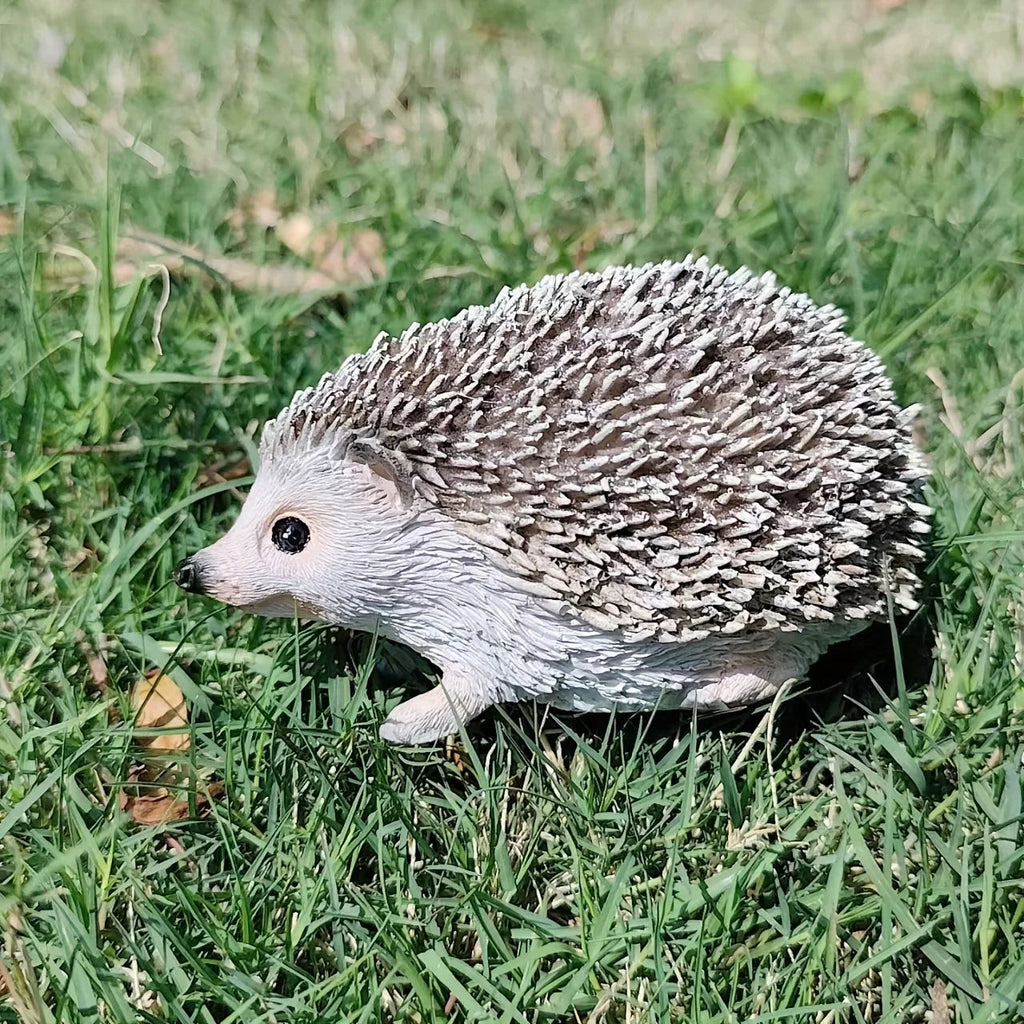 Resin Hedgehog Garden Statue with Realistic Fur Texture