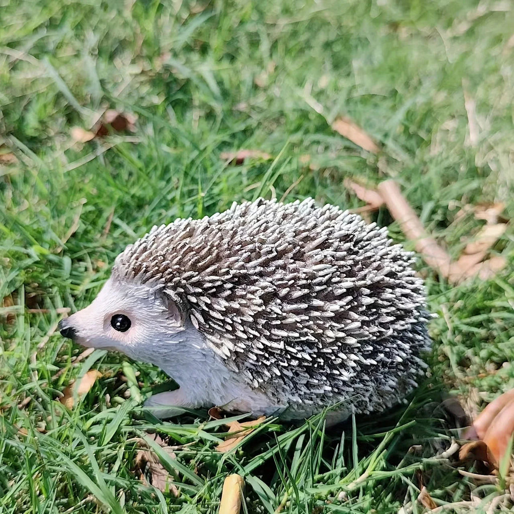Resin Hedgehog Garden Statue with Realistic Fur Texture