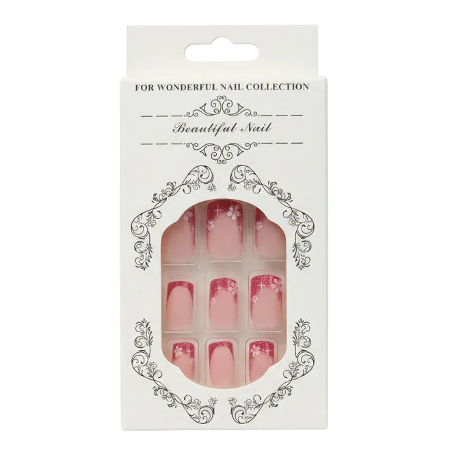 Salon-Style French Tip Press-On Nails - Square 011