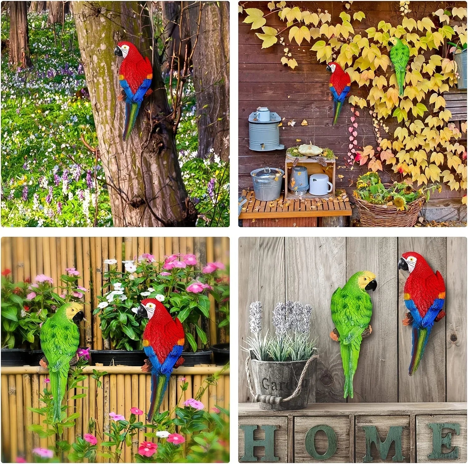 Simulation Parrot Wall Decor 12 Inch Garden Sculpture