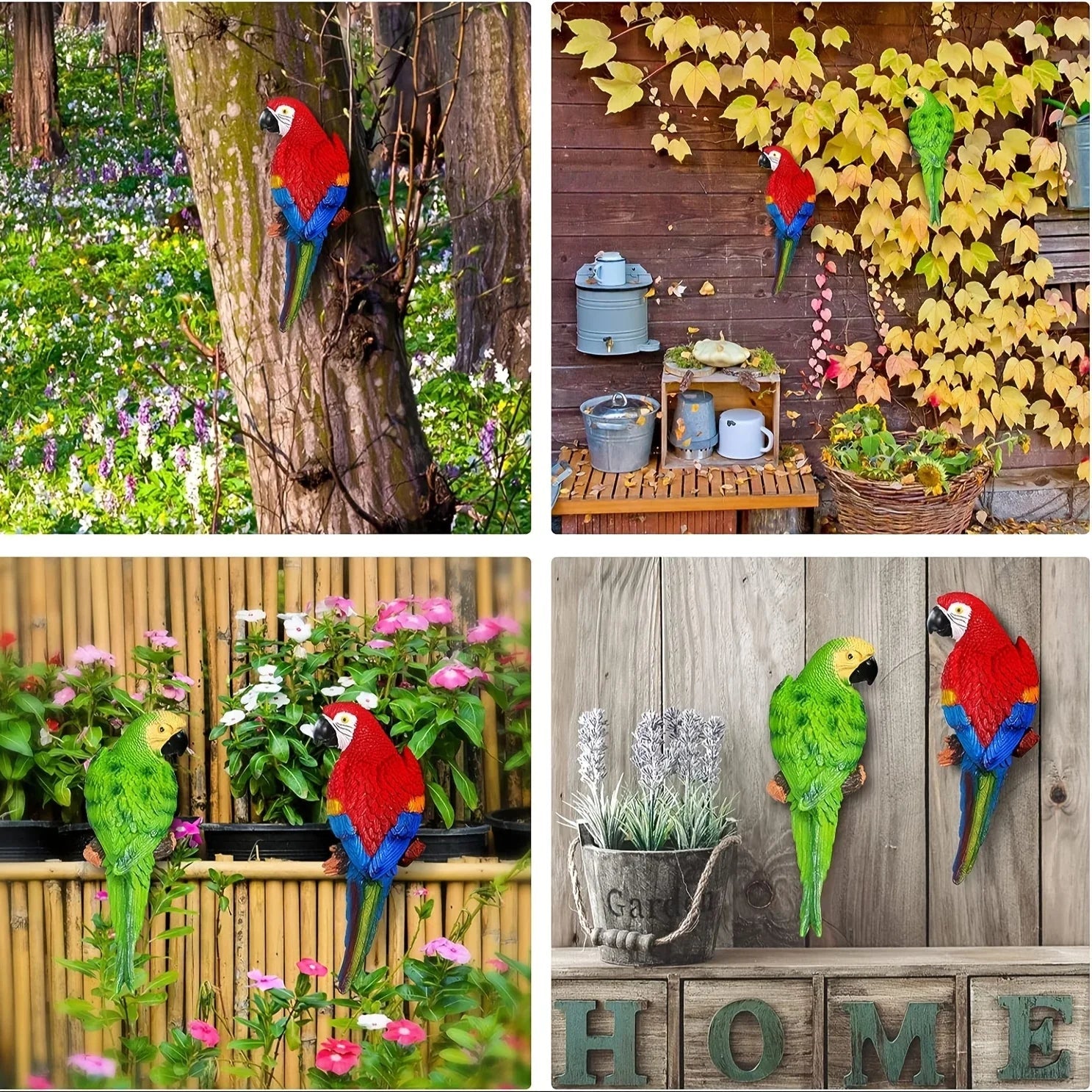Simulation Parrot Wall Decor 12 Inch Garden Sculpture