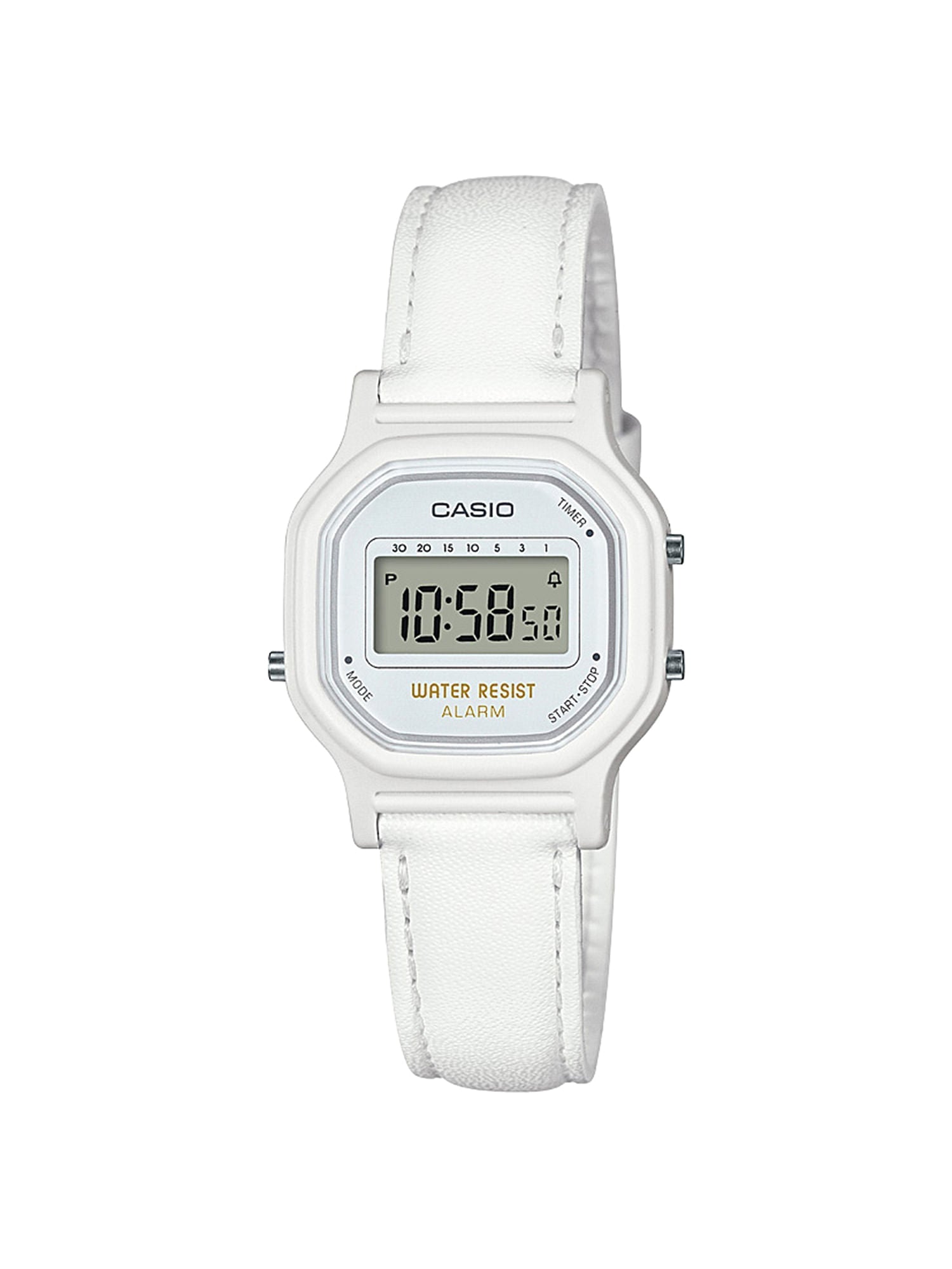 Slim White Women's Digital Watch Leather Style Strap