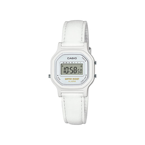 Slim White Women's Digital Watch Leather Style Strap