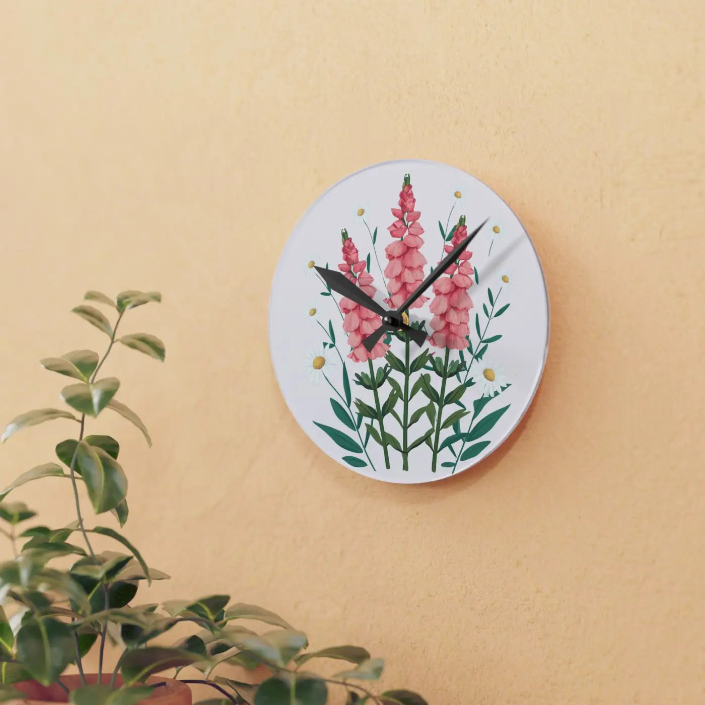 Snapdragon Flowers Acrylic Wall Clock Two Sizes - Dipaliz