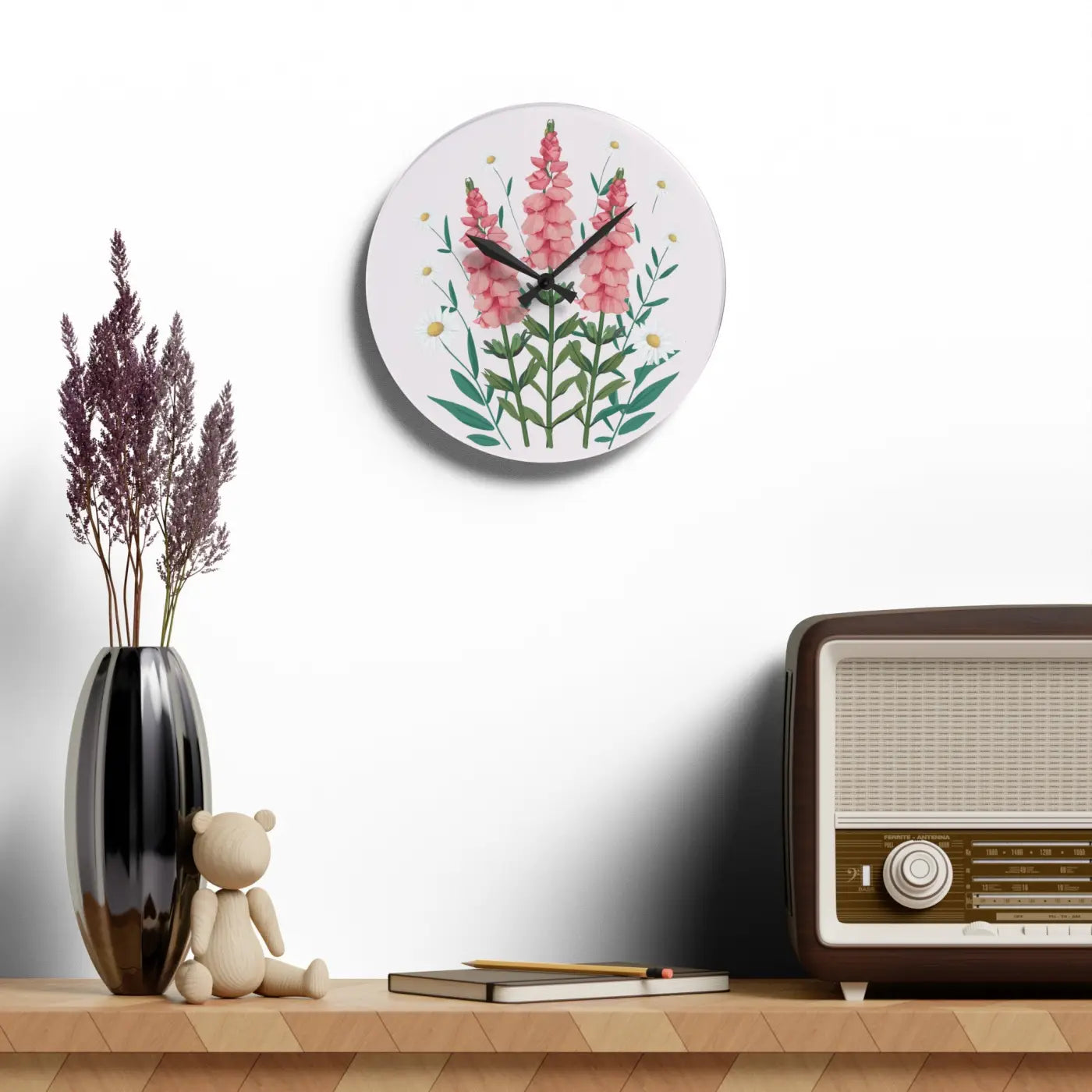 Snapdragon Flowers Acrylic Wall Clock Two Sizes - Dipaliz