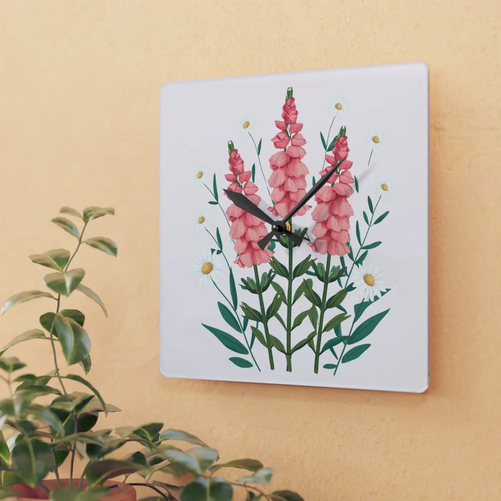 Snapdragon Flowers Acrylic Wall Clock Two Sizes - Dipaliz
