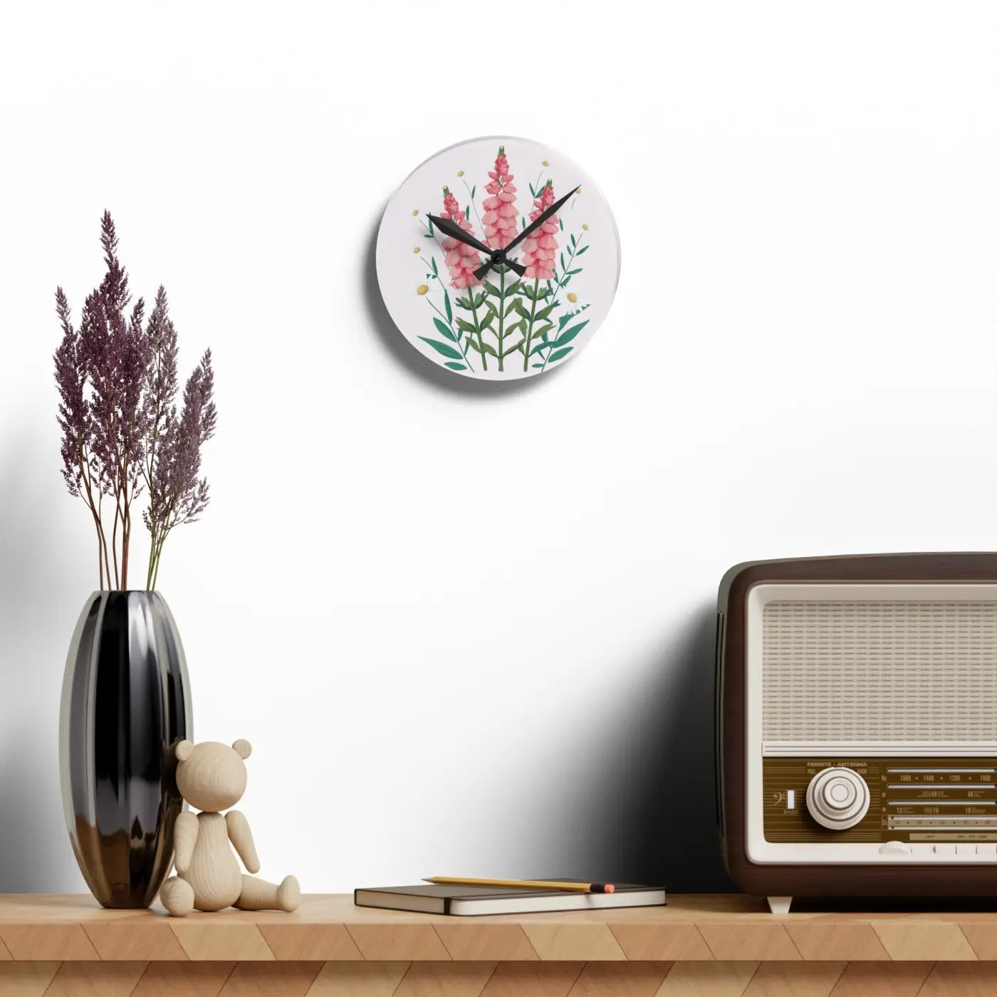 Snapdragon Flowers Acrylic Wall Clock Two Sizes - Dipaliz