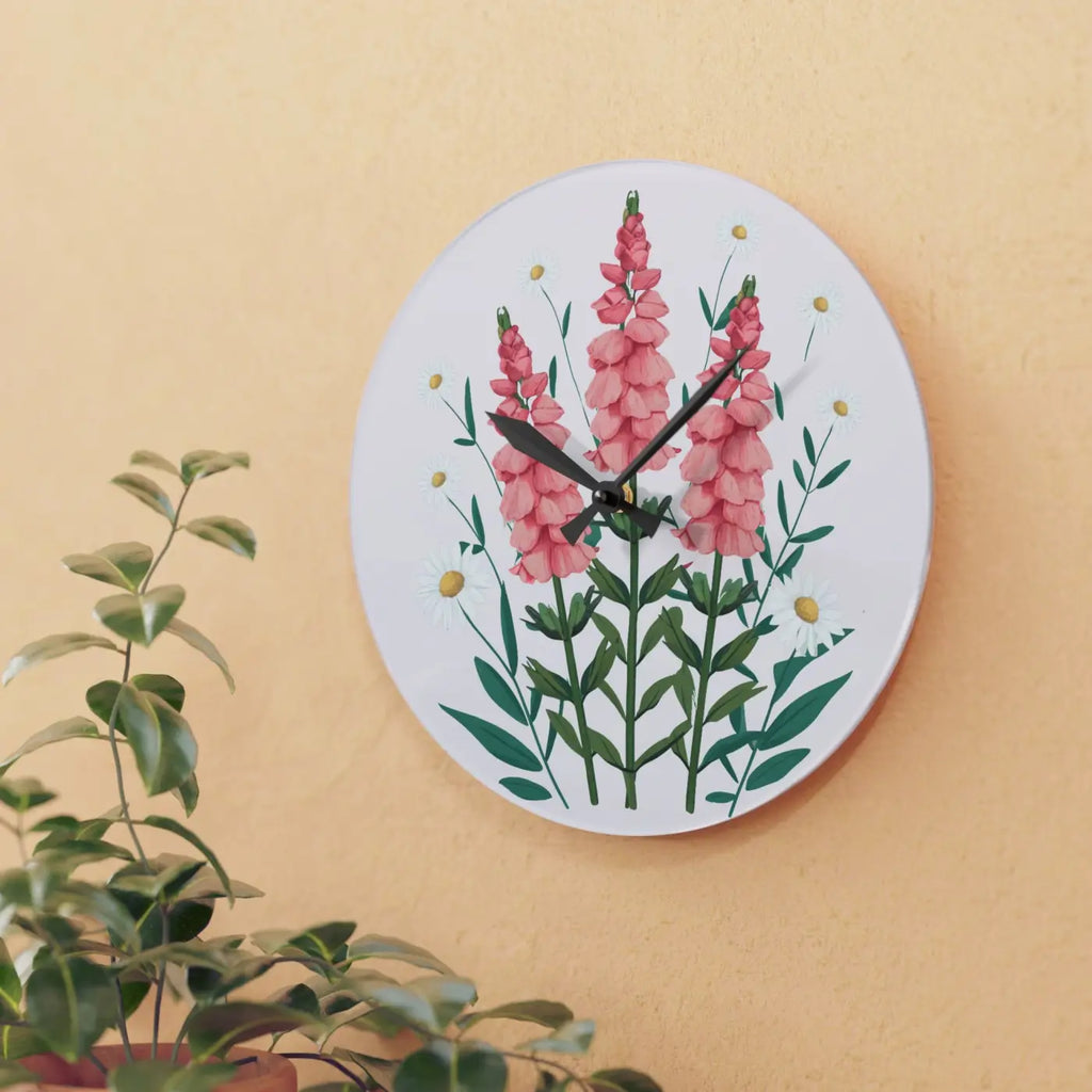 Snapdragon Flowers Acrylic Wall Clock Two Sizes - Dipaliz