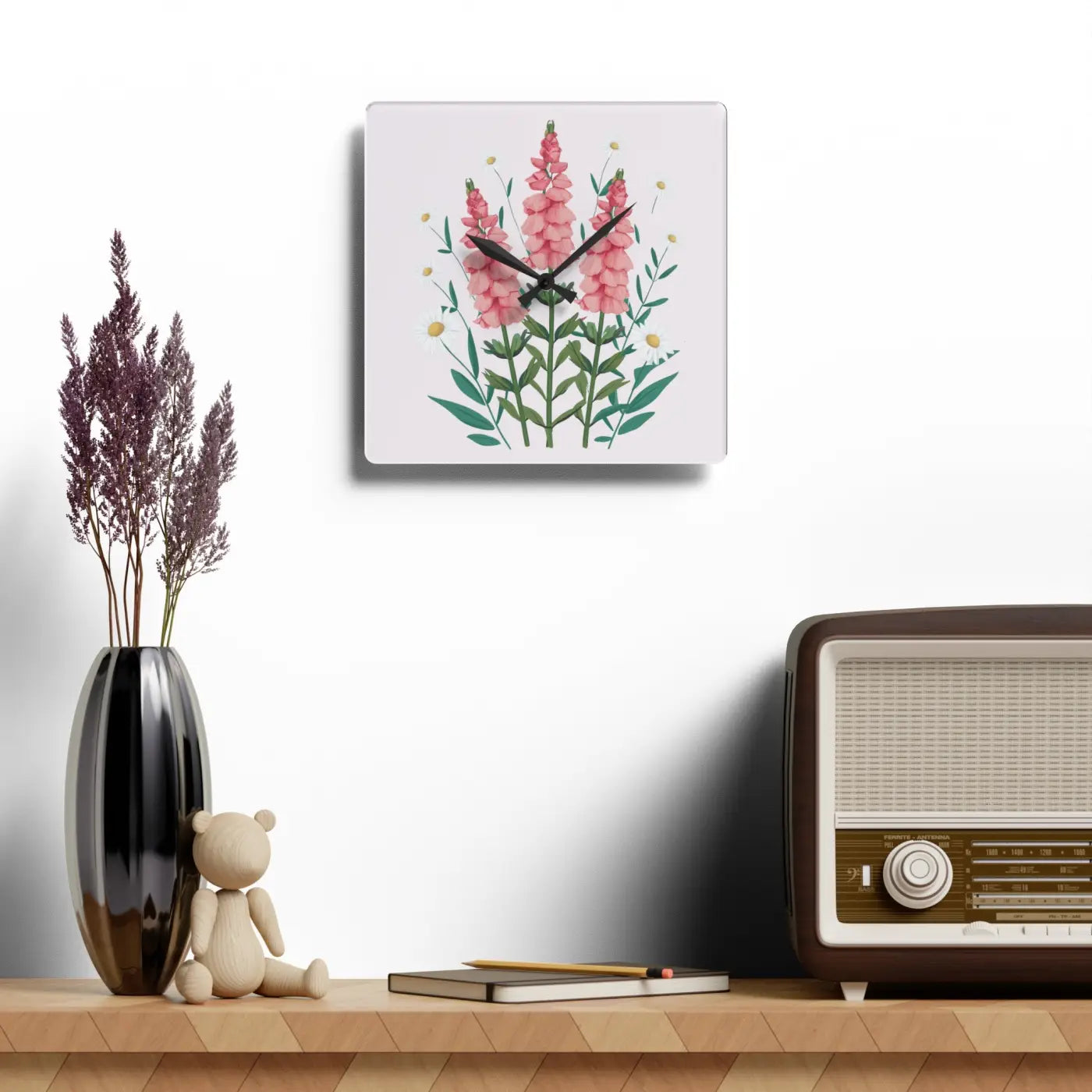 Snapdragon Flowers Acrylic Wall Clock Two Sizes - Dipaliz
