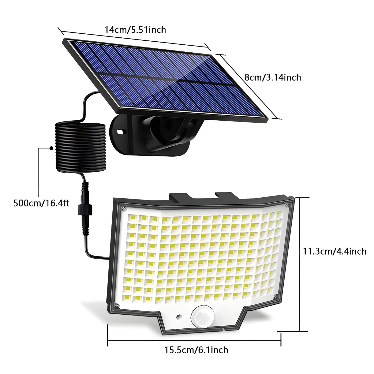 Solar Light Outdoor LED Motion Sensor Wall Lamp with 3 Modes & IP65 Waterproof