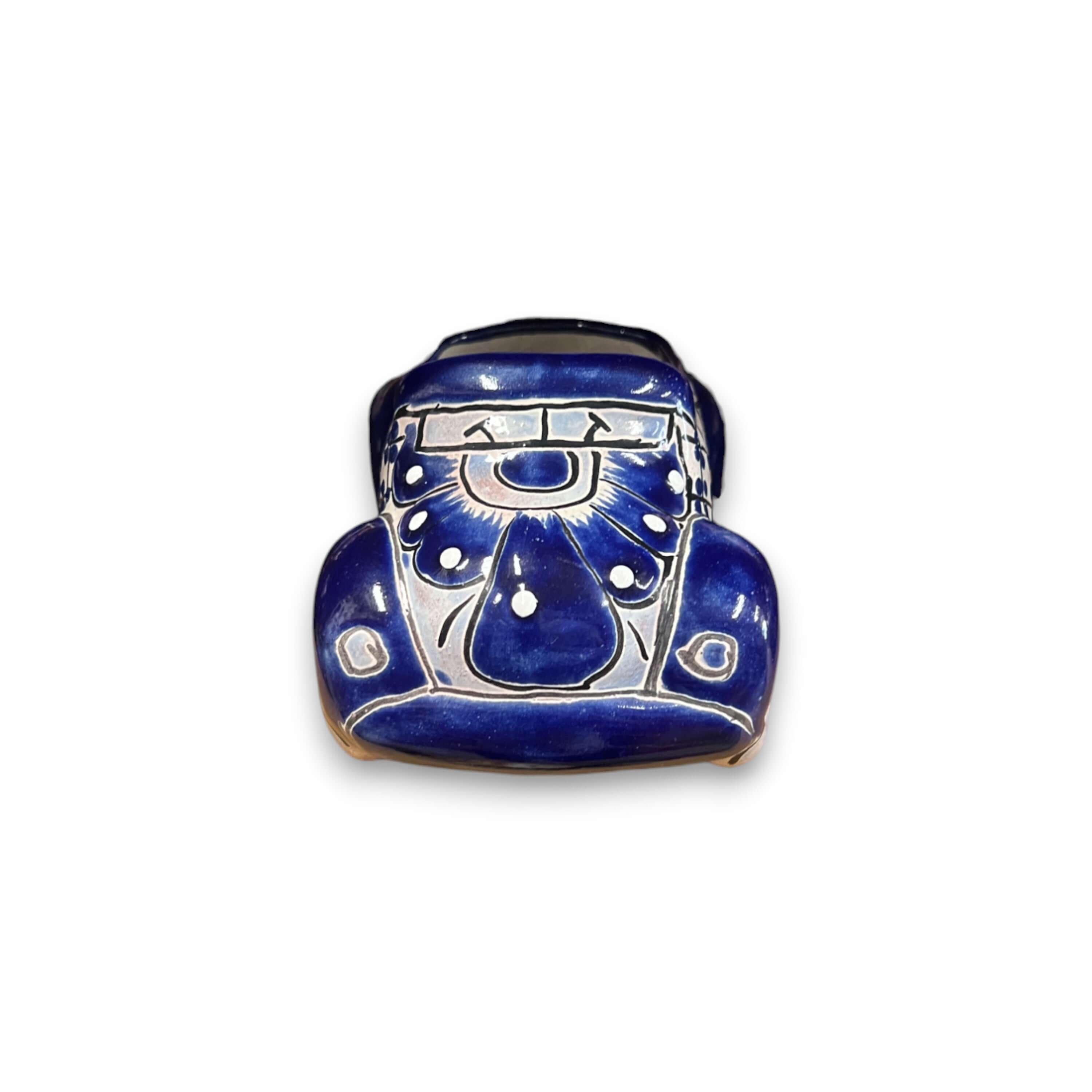 Talavera Car Planter | Small Blue & White Handmade Ceramic Pot
