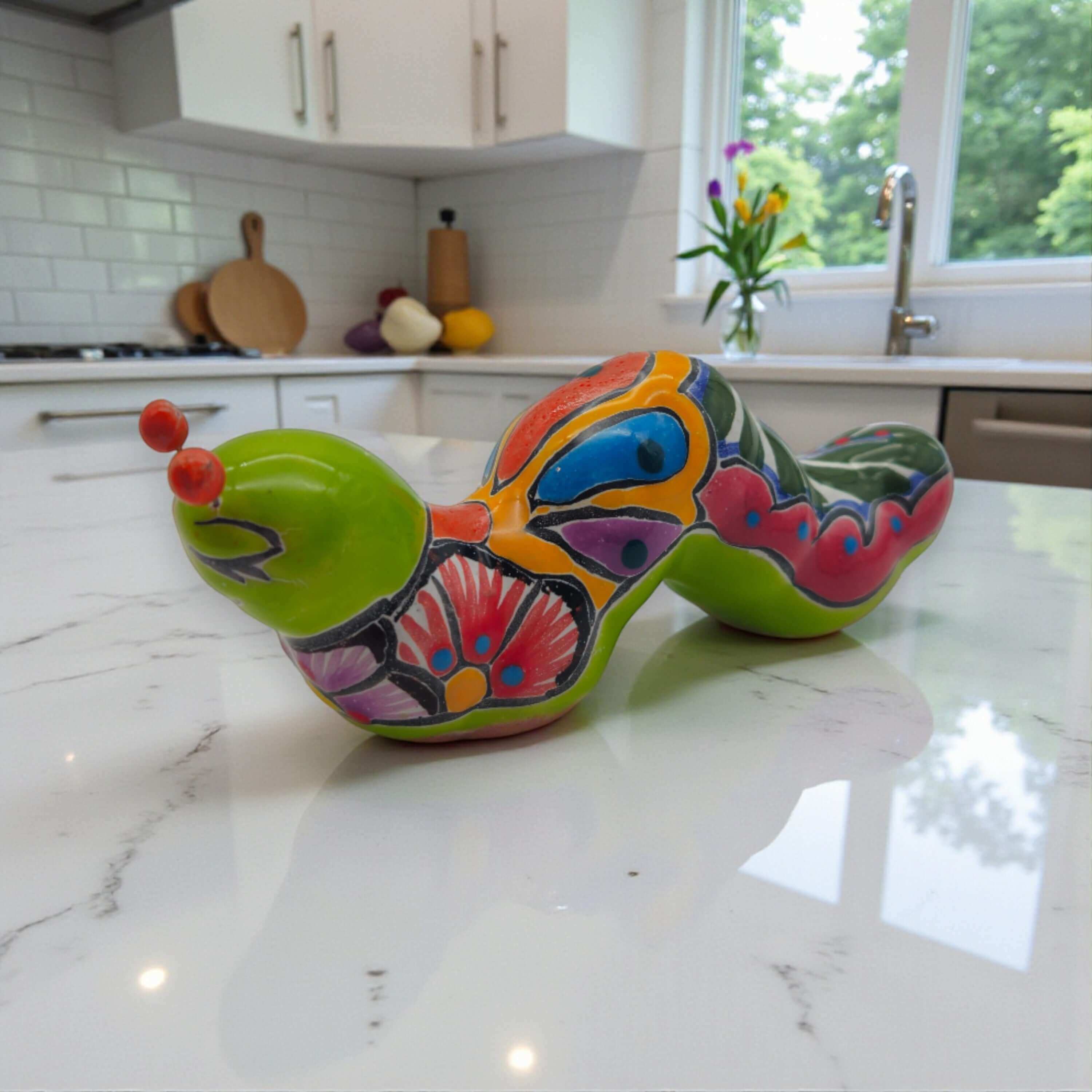 Talavera Caterpillar Art | Handcrafted Mexican Ceramic Figurine