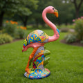 Talavera Pink Flamingo Sculpture | Vibrant Garden Art