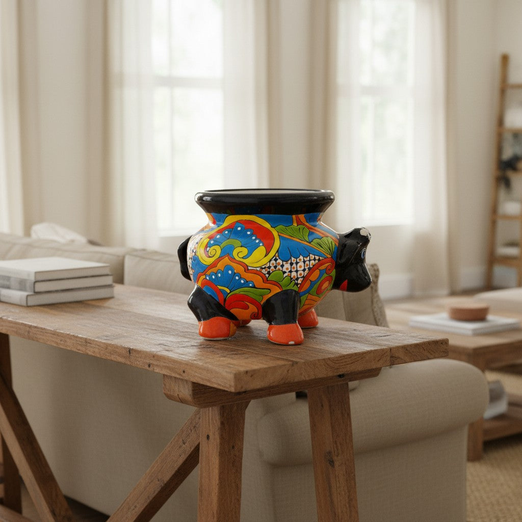 Talavera Cow Planter | Handcrafted Mexican Pottery for Home & Garden