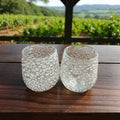 White Pebbled Wine Glass | Hand-Blown Mexican Stemless Glassware