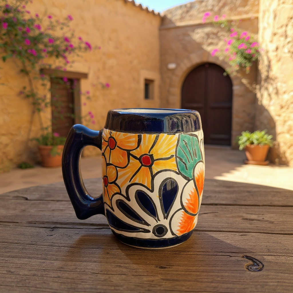 Colorful Handcrafted Mexican Coffee Mug | Talavera Ceramic Art