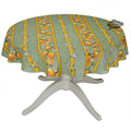 French Provencal tablecloth - Cotton, natural or acrylic-coated - 58" round - Lemon green | Tissus Toselli