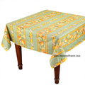 French Provencal tablecloth - Acrylic coated cotton, Spill-proof - 58" square - Lemons green | Tissus Toselli