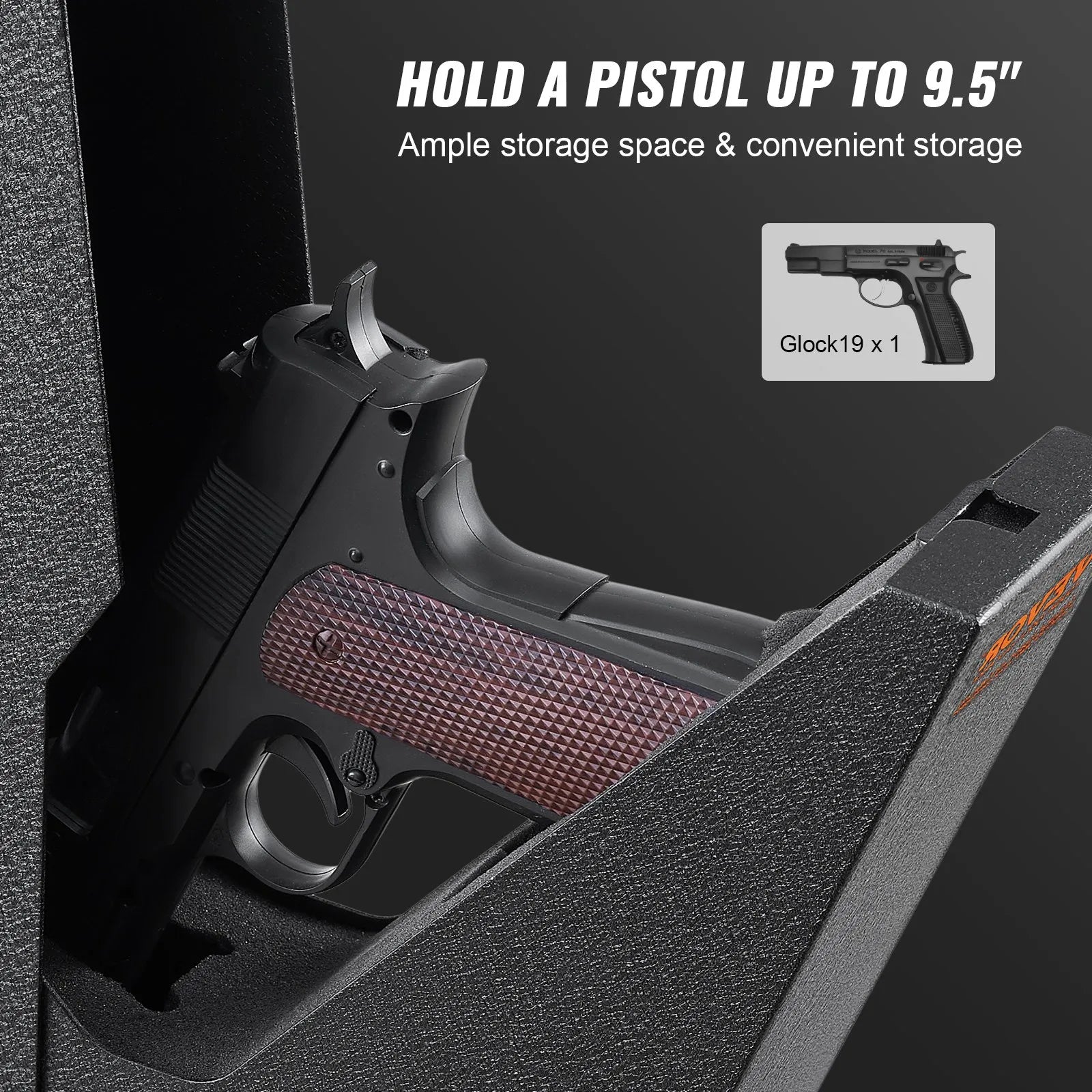 Mounted Gun Safe for Pistols, Biometric Gun Safe with Three Quick Access Ways of Fingerprints, Passwords and Keys, Handgun Safe for 1 Pistol for Home, Bedside, Nightstand, Wall