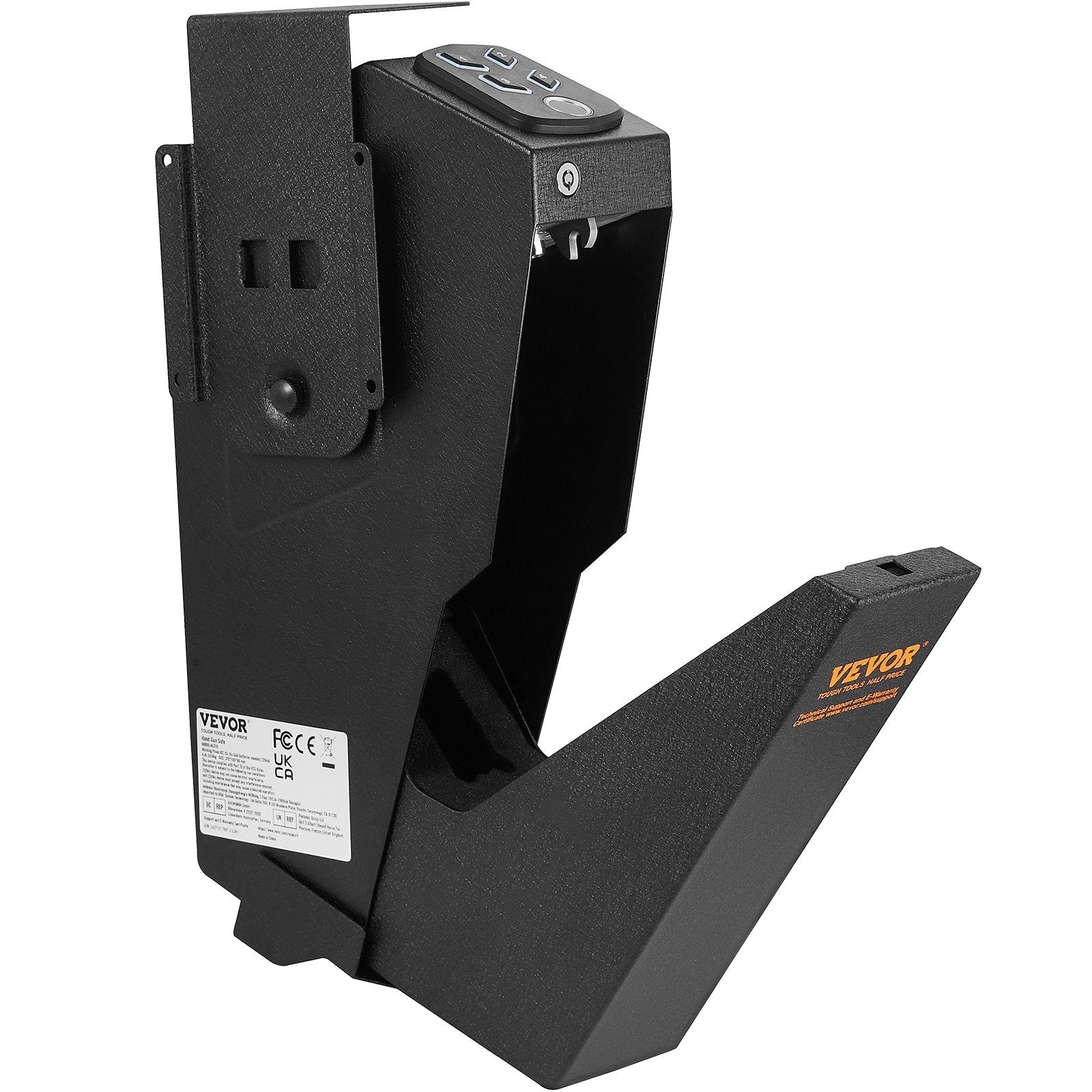 Mounted Gun Safe for Pistols, Biometric Gun Safe with Three Quick Access Ways of Fingerprints, Passwords and Keys, Handgun Safe for 1 Pistol for Home, Bedside, Nightstand, Wall