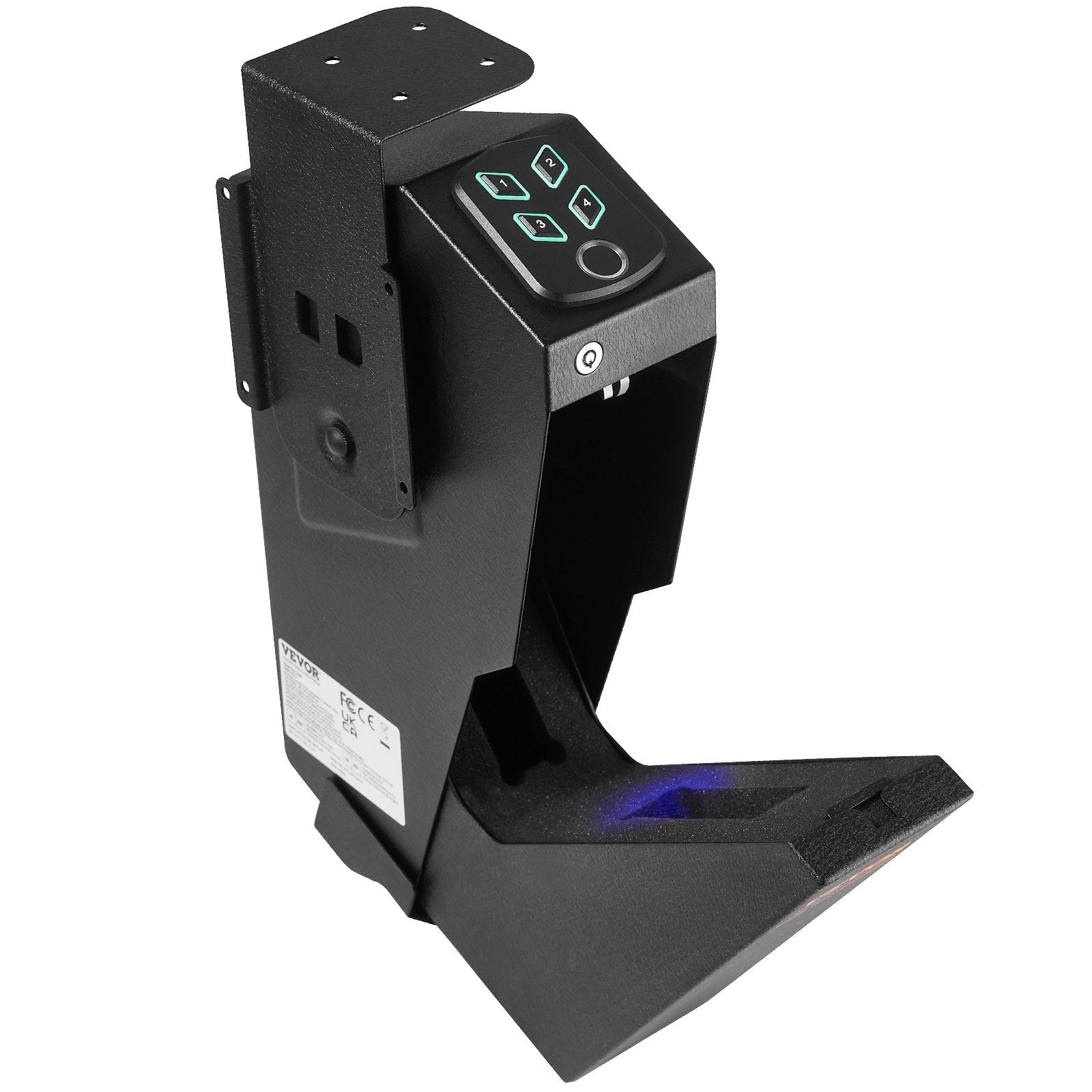 Mounted Gun Safe for Pistols, Biometric Gun Safe with Three Quick Access Ways of Fingerprints, Passwords and Keys, Handgun Safe for 1 Pistol for Home, Bedside, Nightstand, Wall