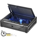 Gun Safe for Pistols, Biometric Gun Safe with Three Quick Access Ways of Fingerprints, Passwords and Keys, Handgun Safe for 2 Pistols for Home, Bedside, Nightstand, Car