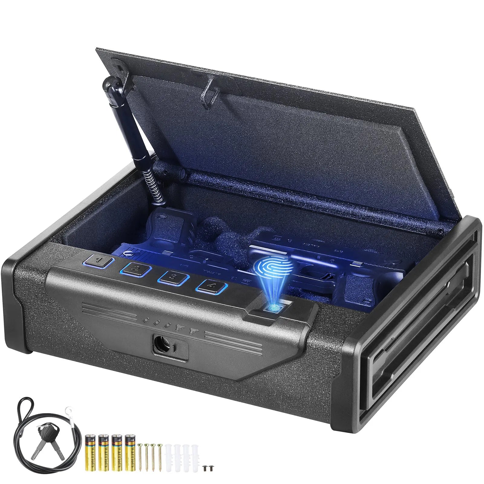 Gun Safe for Pistols, Biometric Gun Safe with Three Quick Access Ways of Fingerprints, Passwords and Keys, Handgun Safe for 2 Pistols for Home, Bedside, Nightstand, Car