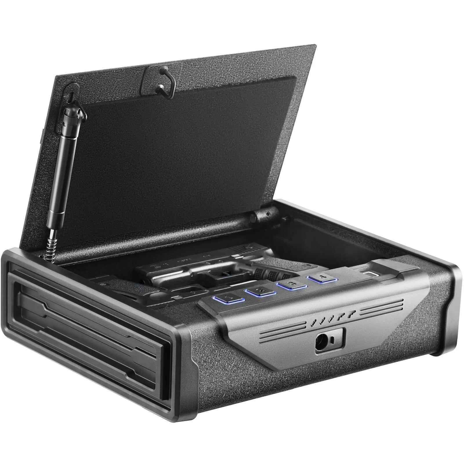Gun Safe for Pistols, Biometric Gun Safe with Three Quick Access Ways of Fingerprints, Passwords and Keys, Handgun Safe for 2 Pistols for Home, Bedside, Nightstand, Car