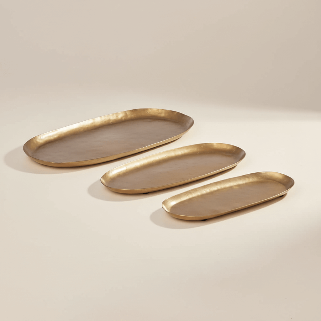 Vintage Gold Iron Serving Tray Set