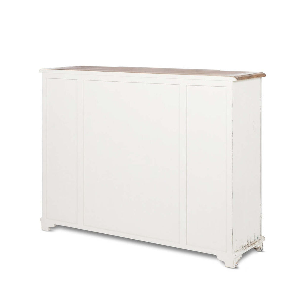 Vintage White Painted Entryway Cabinet with Distressed Wood Top