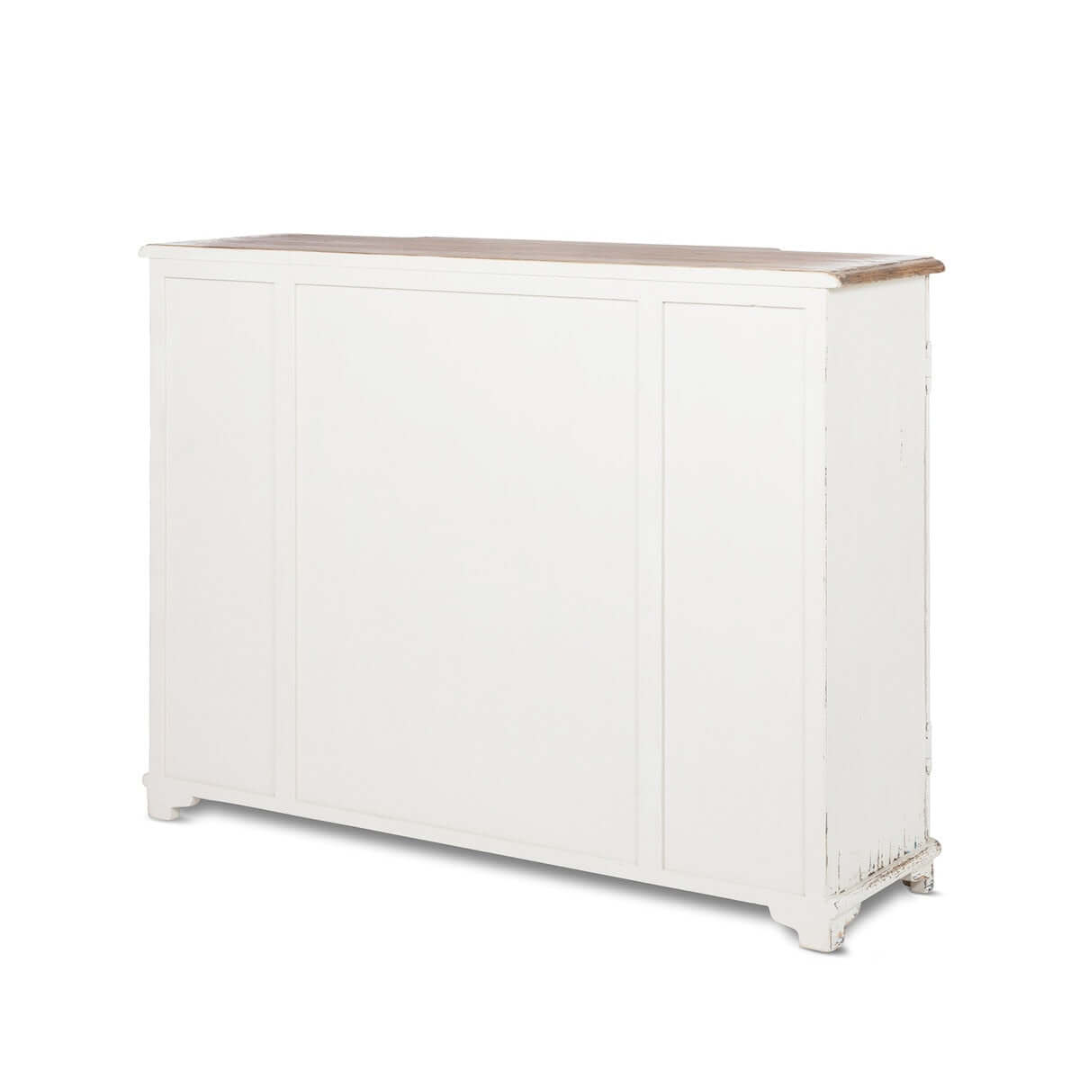 Vintage White Painted Entryway Cabinet with Distressed Wood Top