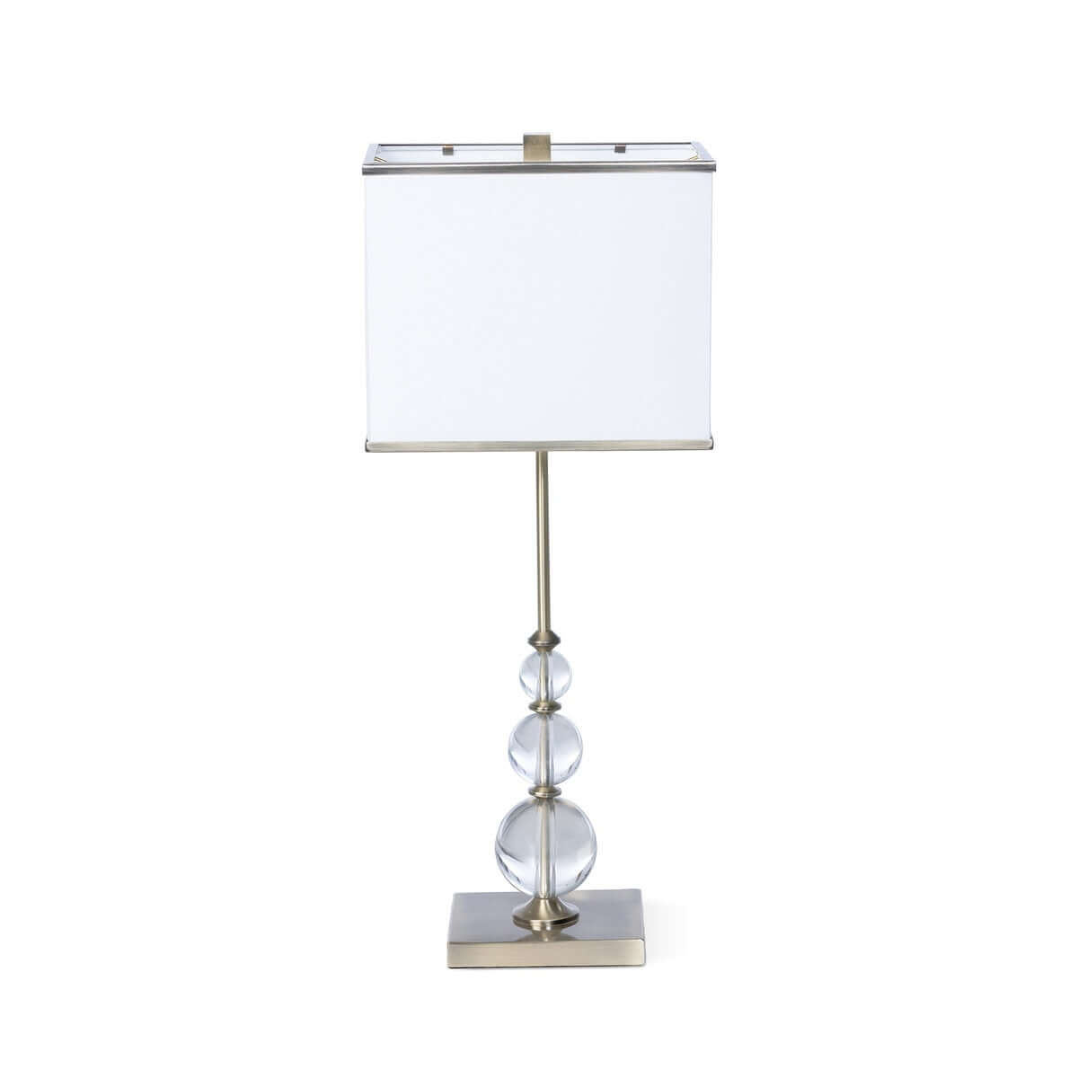 Buffet Lamp with Crystal Orbs and Brass Base