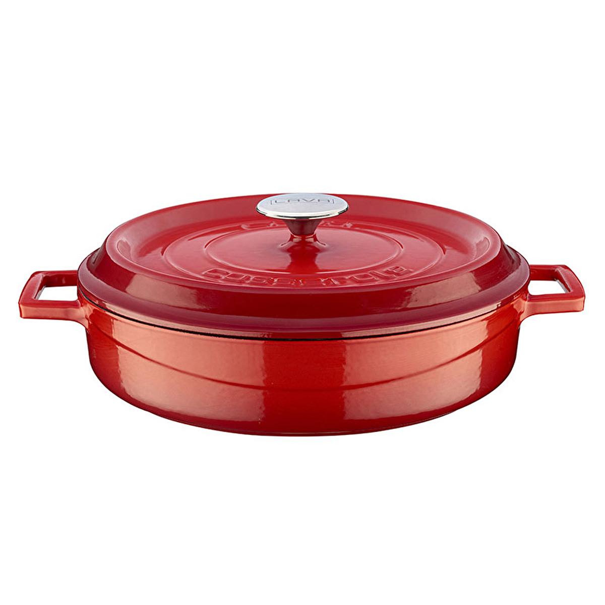 LAVA Cast Iron Cookware - 28cm Enamel Coated Round Cookware for Durable Cooking